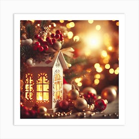 Christmas Decoration With A Lantern Art Print