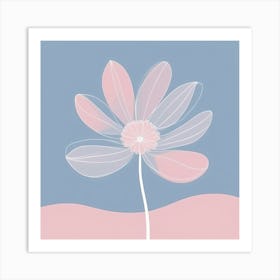 A White And Pink Flower In Minimalist Style Square Composition 657 Art Print