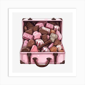 Pink Suitcase Full Of Sweets 2 Art Print