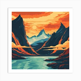 Sunset In The Mountains 9 Art Print