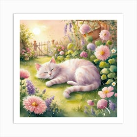 Cat In The Garden 1 Art Print