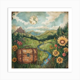 Travelling Whimsical Wanderlust Art Print