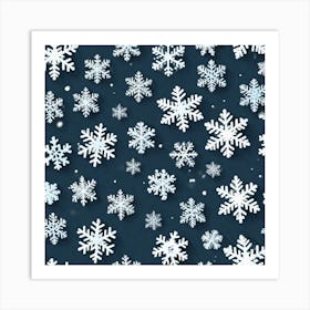 Snowflakes On A Blue Background Art Print