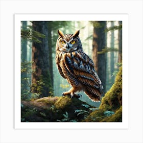 Owl In The Forest 179 Art Print