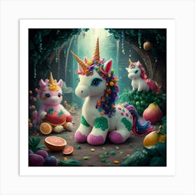 Unicorns In The Forest Art Print