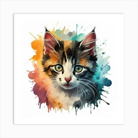 Cat Watercolor Single Art Print