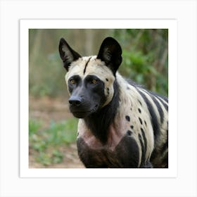 Hybrid wolf gorilla with large ears of an African Wild Dog a hairless appearance like Mexican hairless dog Art Print