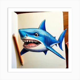 Shark Drawing 4 Art Print