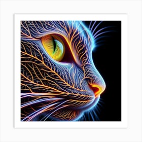 Abstract Cat Head Art Print