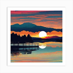 Sunset Over Lake 34 Art Print