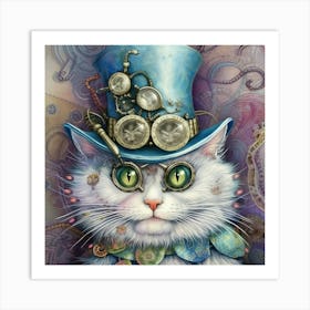 Steampunk Cat 2 Art Print