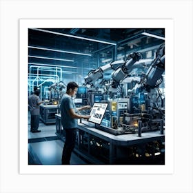 A Detailed Digital Rendering Of Advanced Industrial Cyber Management Process Engineered Automatons (1) Art Print