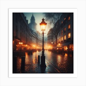 London Street At Night Art Print