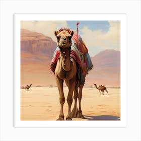 Camel In The Desert Art Print