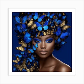 Blue Butterfly Woman 1 Art Print