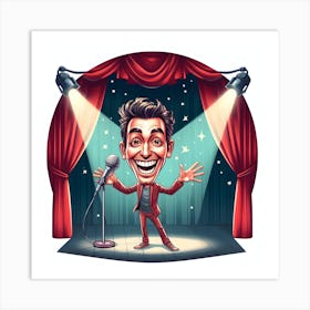 Caricature Of A Comedian Art Print