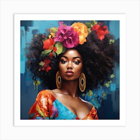 African Woman With Flowers 1 Art Print