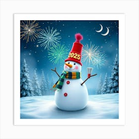 Flux Schnell A Vibrant And Joyful Snowman Standing In The Cent 1 Art Print