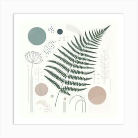 Scandinavian style, Green fern 3 Art Print