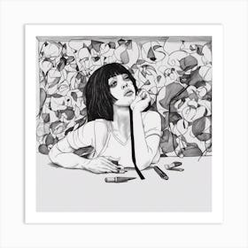 Girl With A Pen Art Print