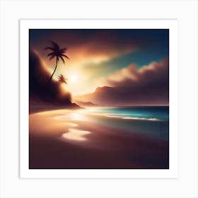 Sunset On The Beach Art Print