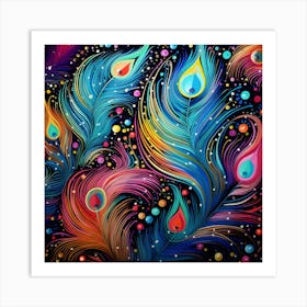 Colorful Peacock Feathers 1 Art Print