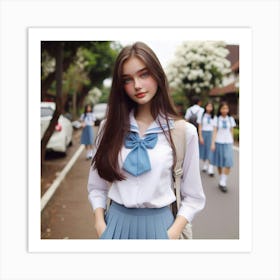 Asian Girl In School Uniform 1 Art Print