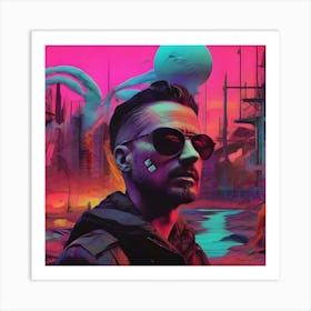 Man In A Futuristic Setting Art Print