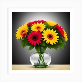 Bouquet Of Sunflowers In A Vase Art Print