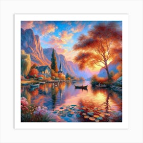 Sunset By The Lake Art Print