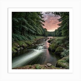 Sunset In The Forest Art Print