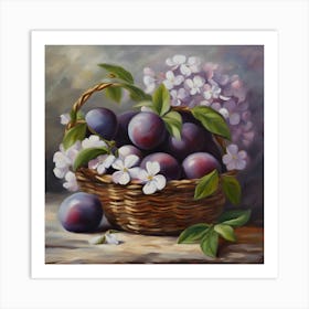 Plums In A Basket 1 Art Print