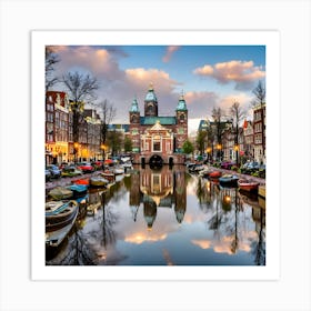 Amsterdam Canal At Dusk Art Print