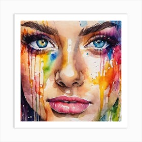 Watercolor Of A Woman'S Face 2 Art Print