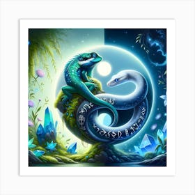 Snake Yin And Yang Art Print