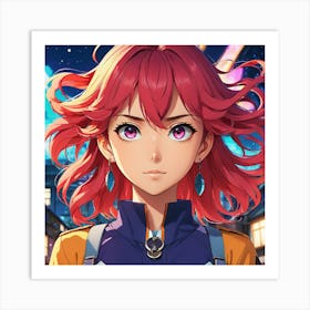 Anime Girl With Red Hair Art Print