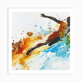 Runner In The Air Watercolor Affiche