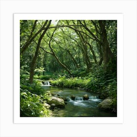 Stream In The Forest Art Print