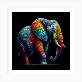 Colourful Elephant mosaic art Art Print