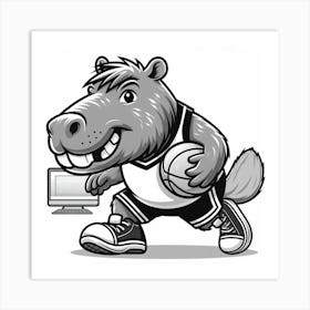 Hippo Basketball Player Art Print