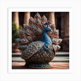 Peacock Clay Outdoor Decor Art Print