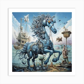 Blue Horse Art Print