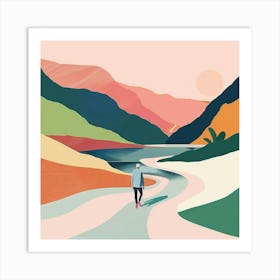 Man Walking Down A Road 1 Art Print