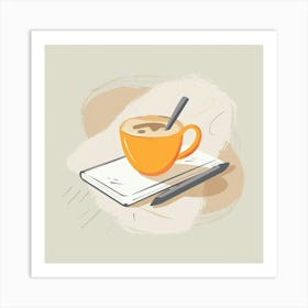 Coffee and Design Morning Drawn Sketch Illustration Art Print