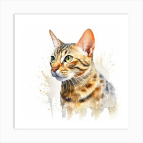 Bengal Glitter Cat Portrait 1 Art Print