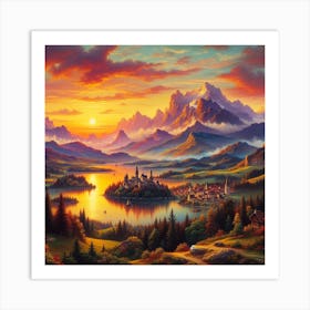 Sunset In The Mountains Art Print