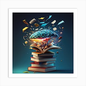 Brain On Books Art Print