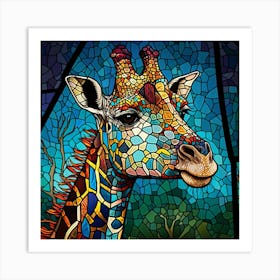 Giraffe Stained Glass Art Print