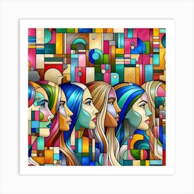 Women In A Row Art Print