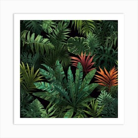 Tropical Leaves Seamless Pattern 2 Art Print